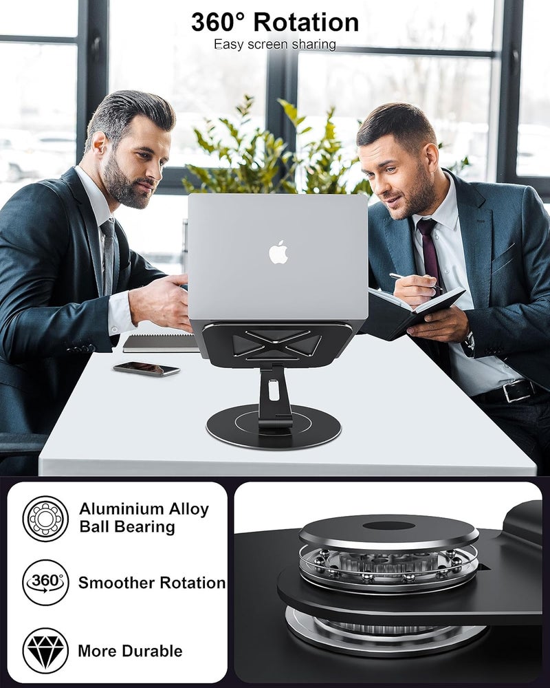 LOXP Ultra-Stable Laptop Stand for Desk with Larger Base, Desktop Organizer, Military-Grade Aluminum Anti-Loosening Structure - Height Adjustable Laptop Suitable for 10-17.3 inch - Image 2